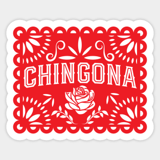 Chingona Red Papel Picado Sticker